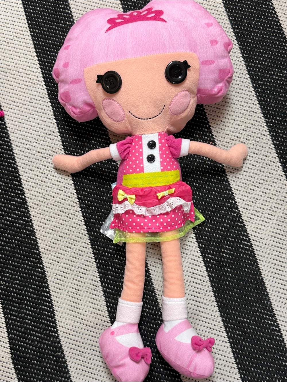 Large Lalaloopsy Pink Plush Rag Doll Toy for Kids - Button Eye Dress-Up Doll